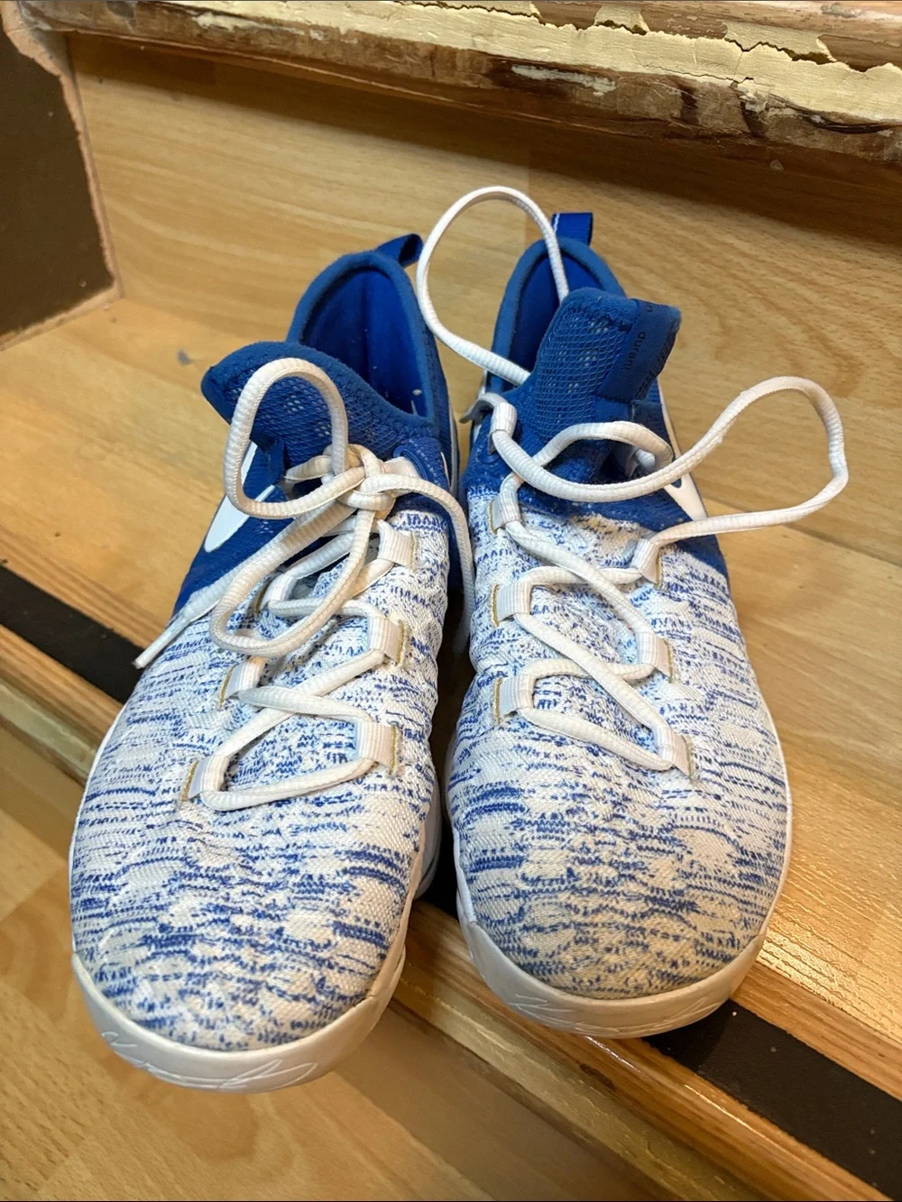 Nike KD Blue and White Performance Sneakers size 5.5 Y - Picture 2 of 6